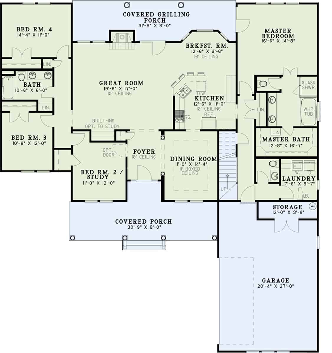 Main Level of Modern Farmhouse Plan #153-1357