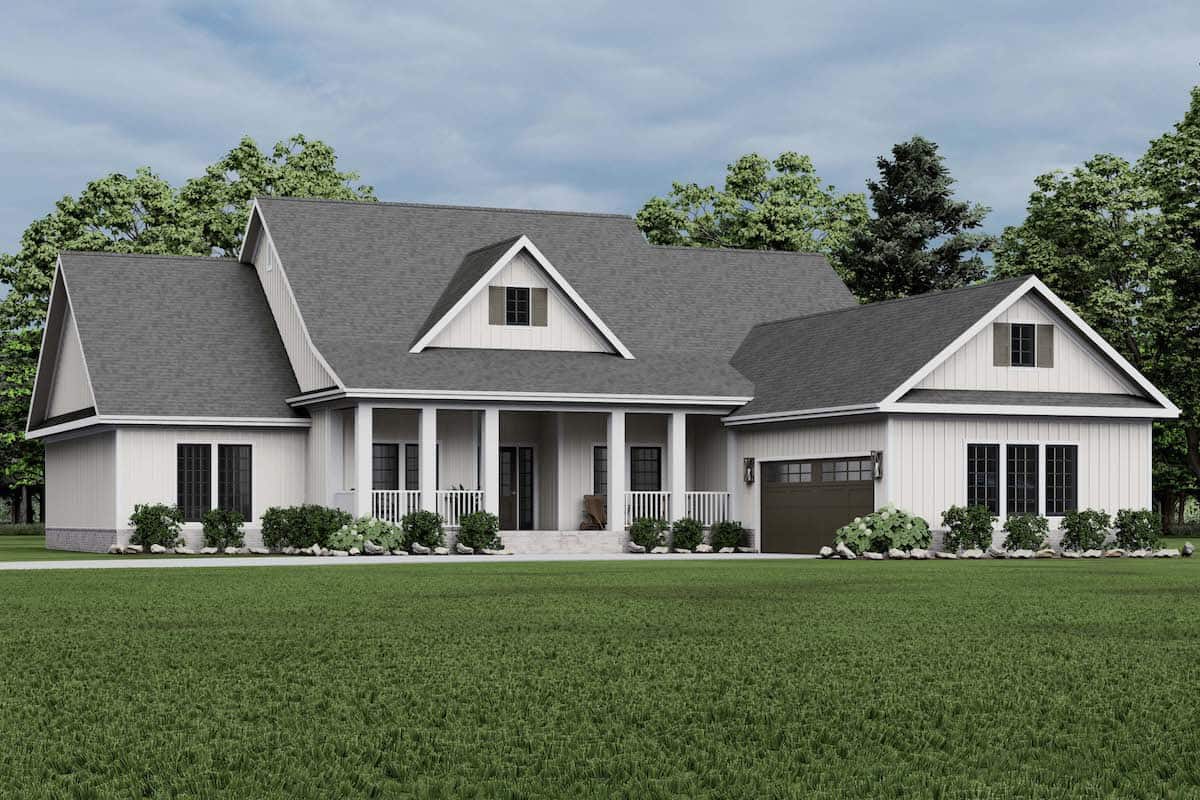 Modern Farmhouse home (ThePlanCollection: Plan #153-1357)