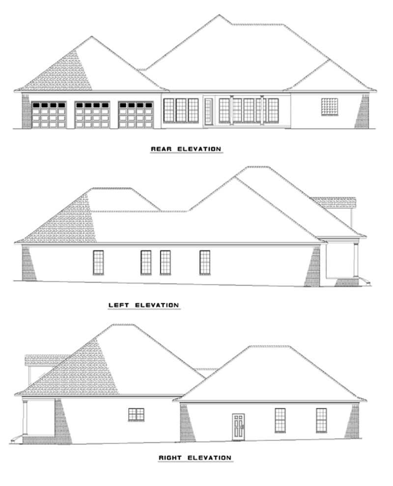 Home Plan Rear Elevation of this 4-Bedroom,3474 Sq Ft Plan -153-1358