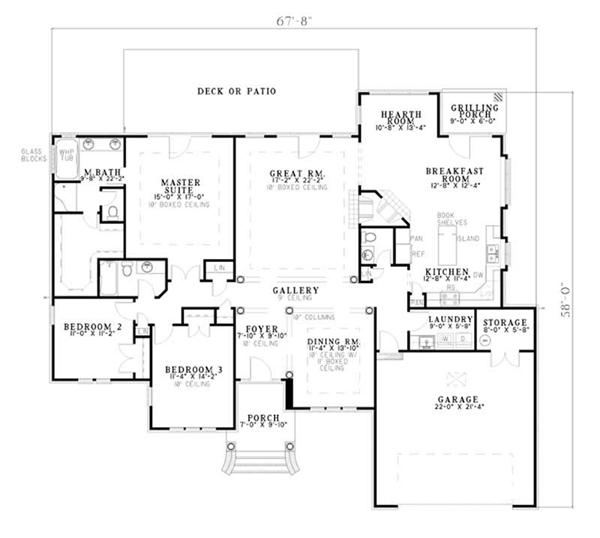 Floor Plan First Story of Prairie Plan #153-1360
