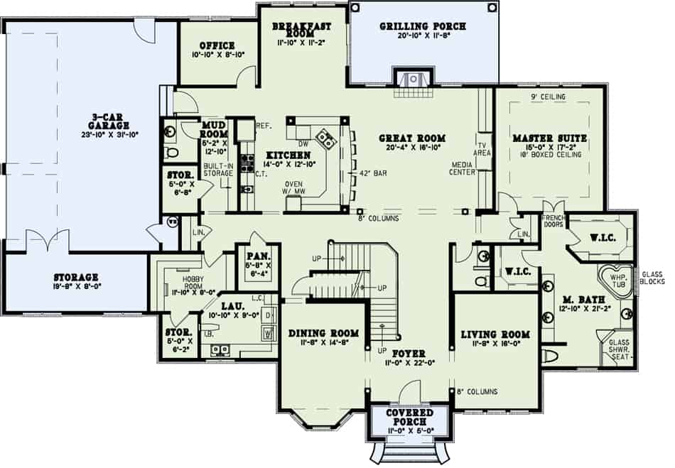 Main Level of Luxury Plan #153-1365