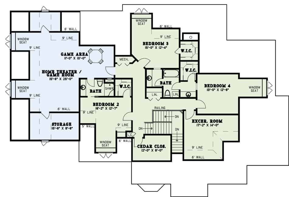Upper Level of Luxury Plan #153-1365