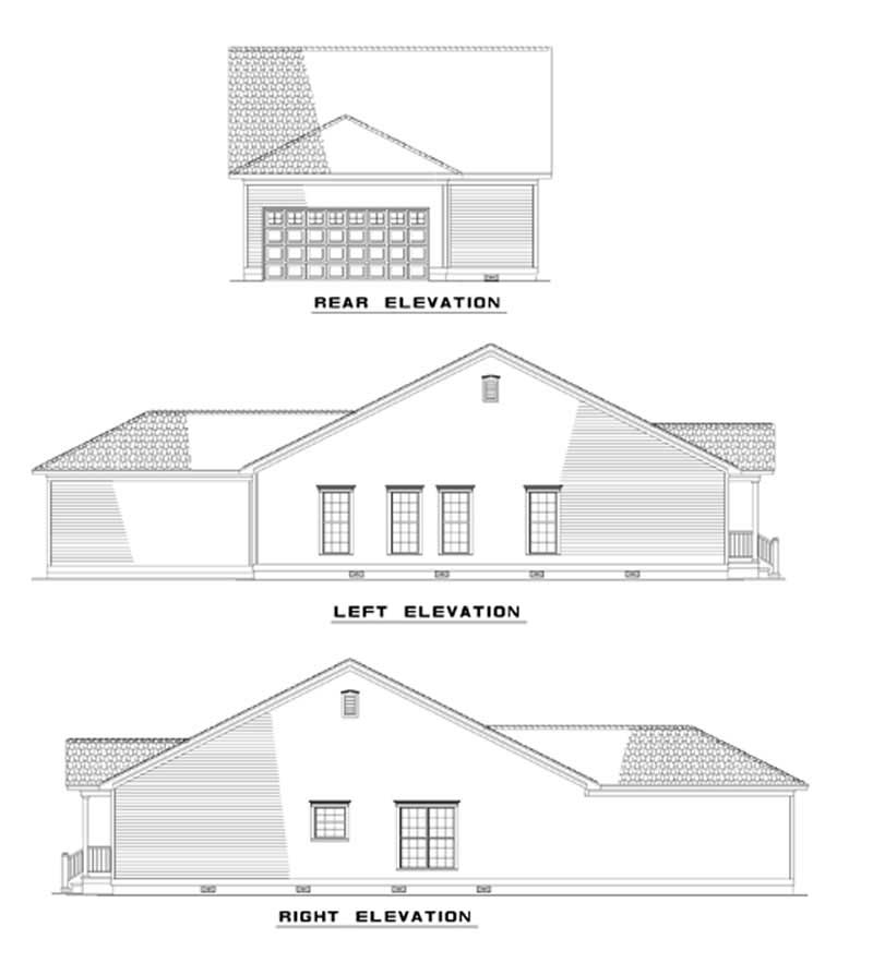 Home Plan Rear Elevation of this 3-Bedroom,1260 Sq Ft Plan -153-1367