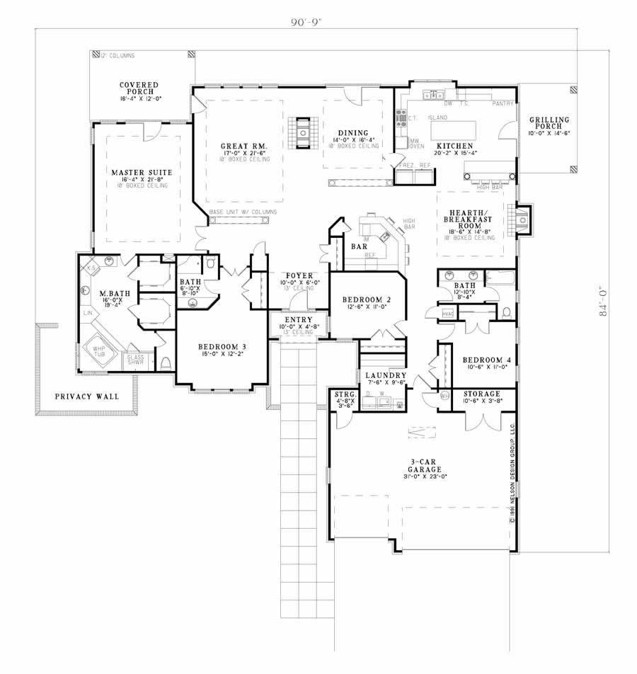 Floor Plan First Story of European Plan #153-1369
