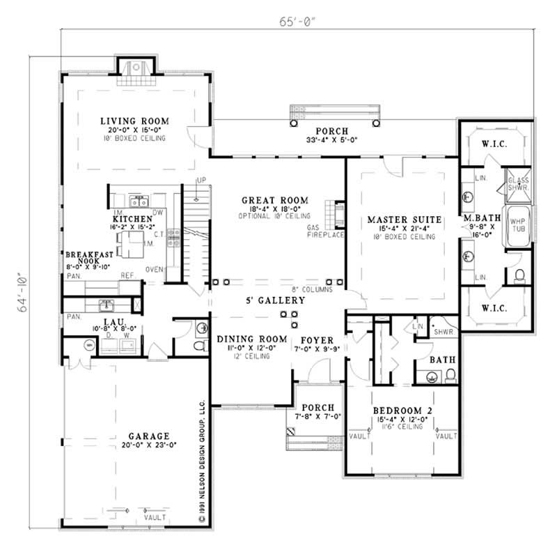 Floor Plan First Story of French Plan #153-1383