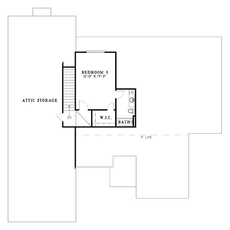 Floor Plan Second Story of French Plan #153-1383