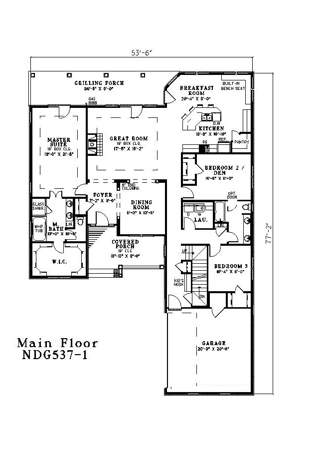 Floor Plan Basement of Southern Plan #153-1384