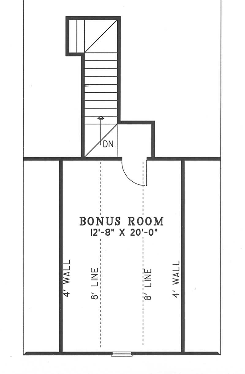 Floor Plan Bonus Room of Southern Plan #153-1384