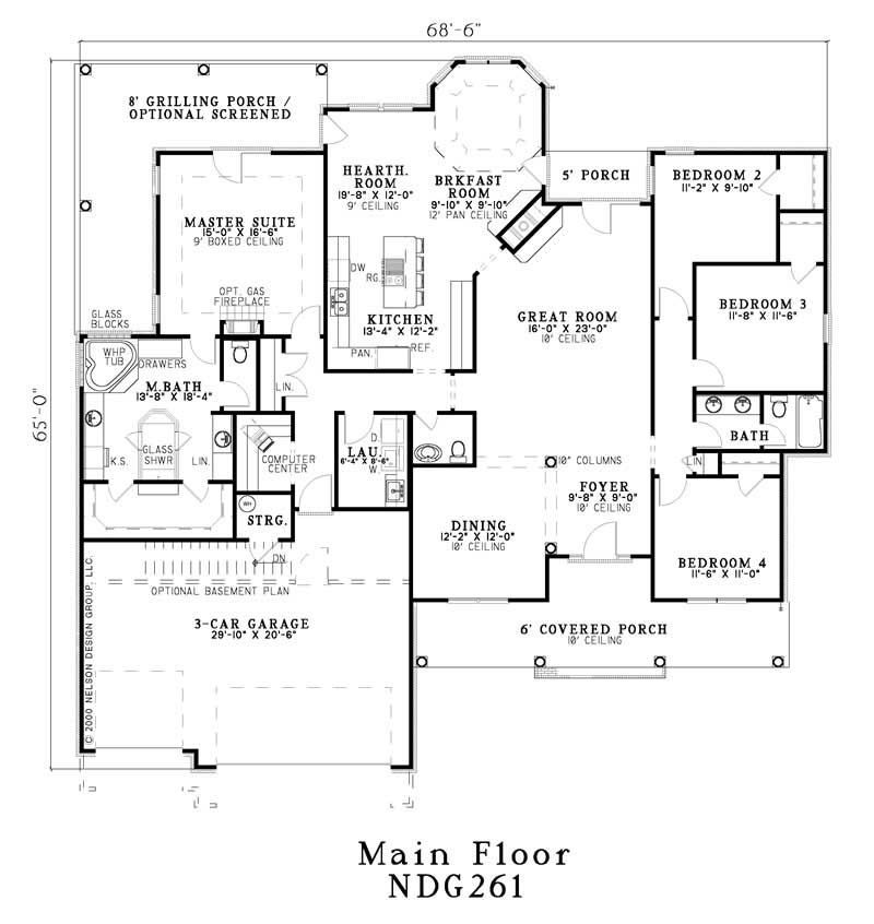 Floor Plan First Story of French Plan #153-1399