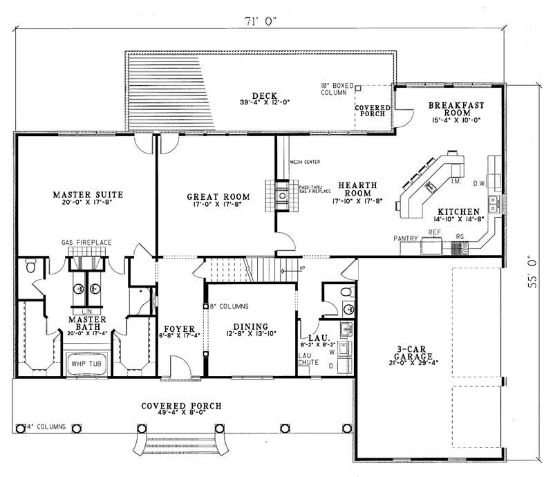 Floor Plan First Story of Country Plan #153-1401