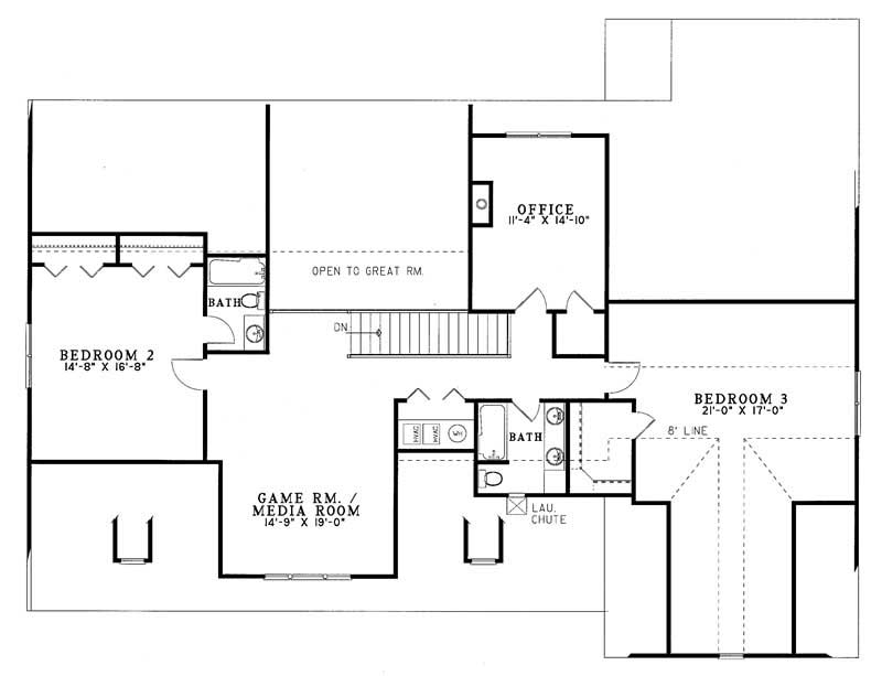 Floor Plan Second Story of Country Plan #153-1401