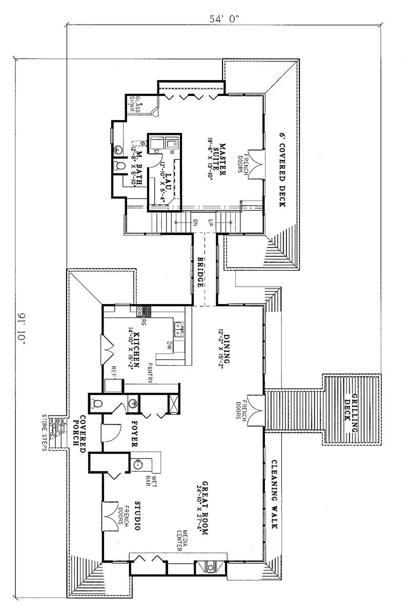 Floor Plan First Story of Coastal Plan #153-1408