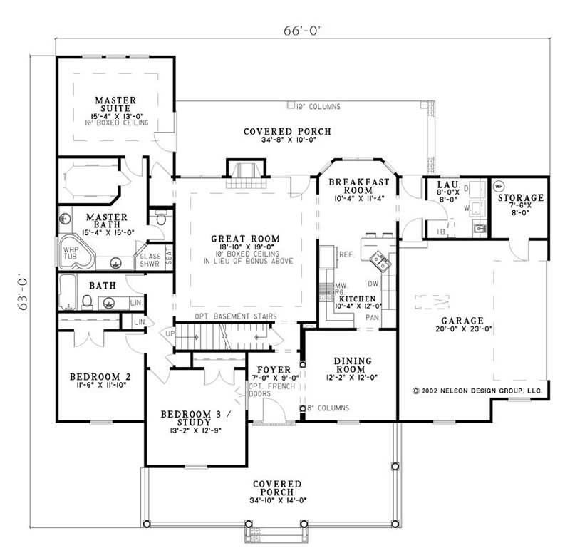 Floor Plan First Story of Country Plan #153-1411