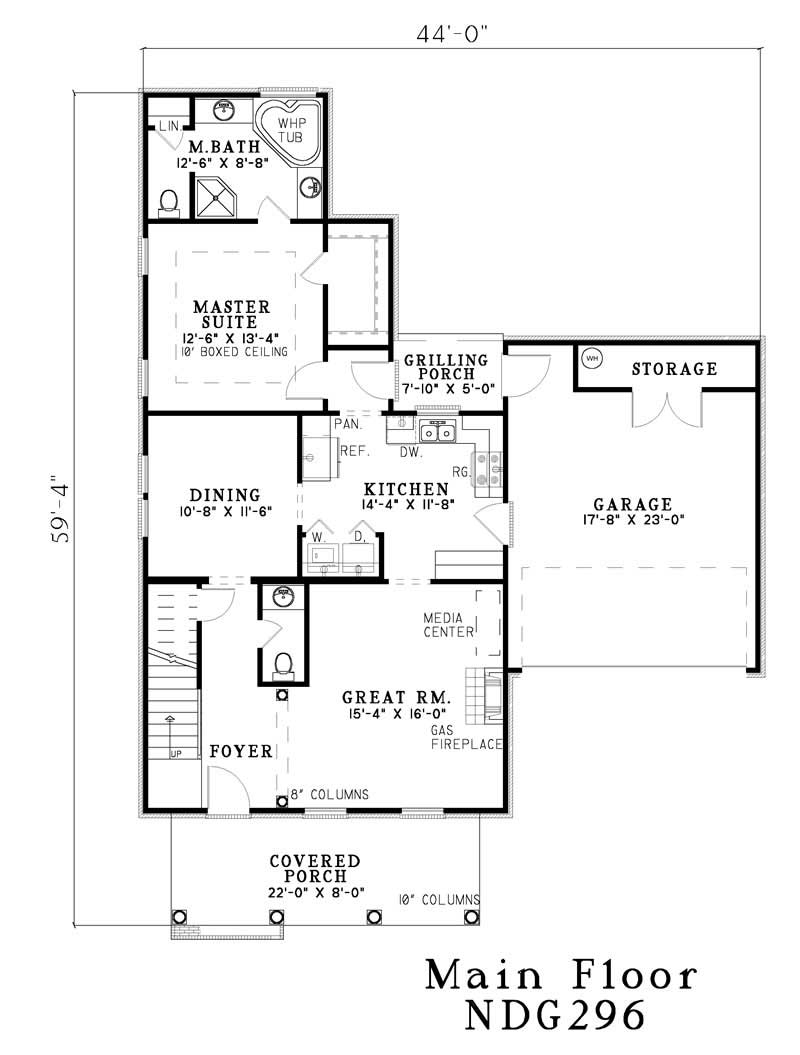 Floor Plan First Story of Southern Plan #153-1412