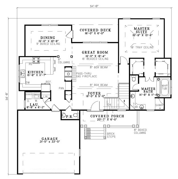 Floor Plan First Story of Country Plan #153-1415
