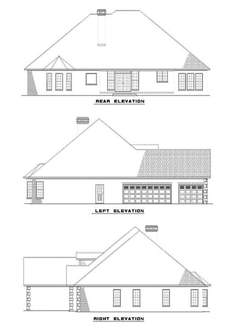 Home Plan Rear Elevation of this 4-Bedroom,2405 Sq Ft Plan -153-1417