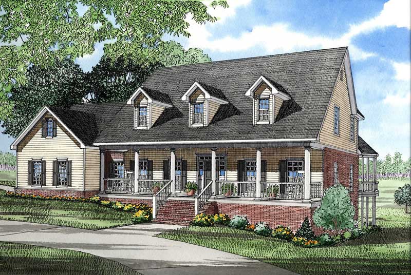 Front elevation of Southern home (ThePlanCollection: House Plan #153-1419)