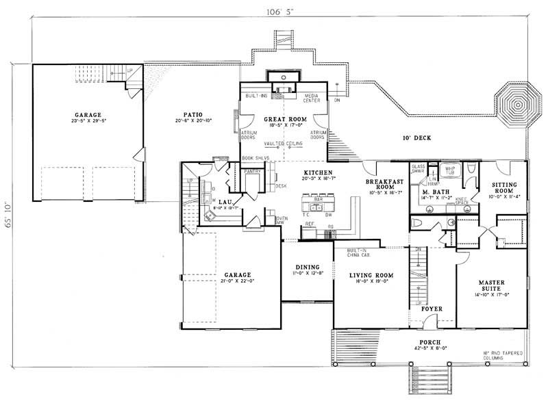 Floor Plan First Story of Southern Plan #153-1419
