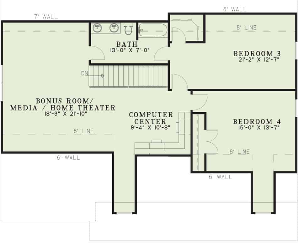 Floor Plan Upper Level of Country Plan #153-1420
