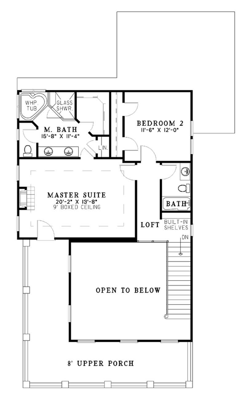 Floor Plan Second Story of Country Plan #153-1423
