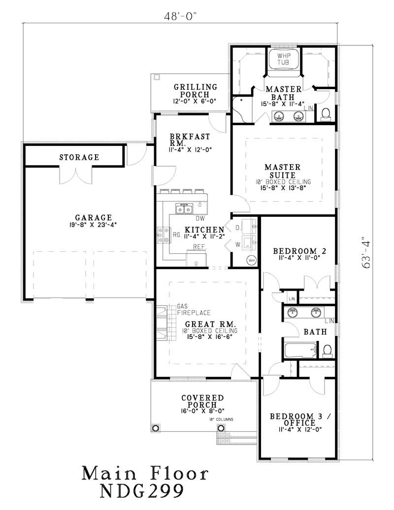 Floor Plan First Story of French Plan #153-1425