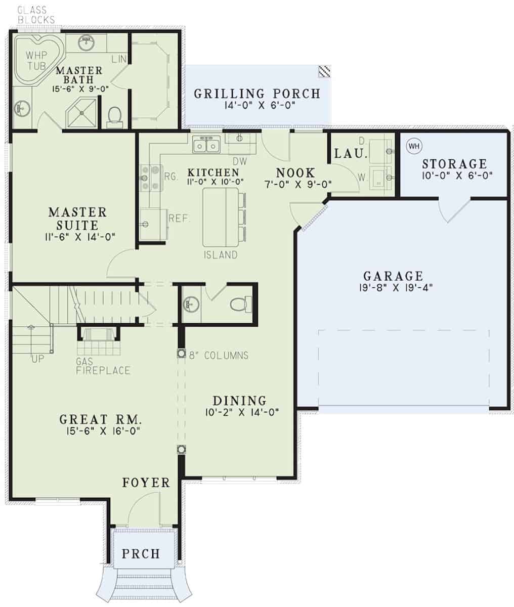 Floor Plan Main Level of Colonial Plan #153-1426