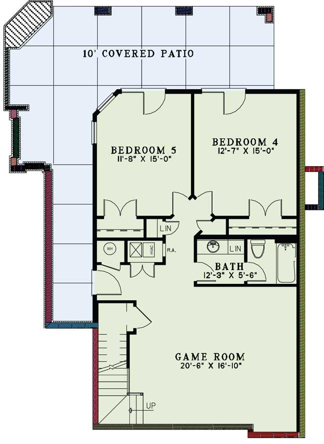 Floor Plan Basement of Craftsman Plan #153-1427