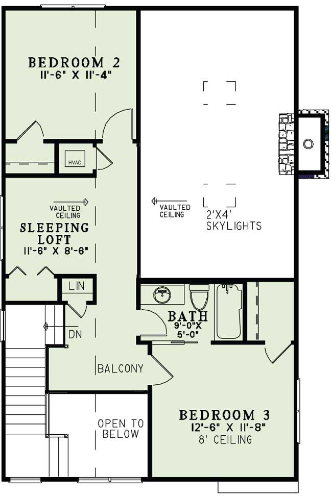 Floor Plan Second Story of Craftsman Plan #153-1427