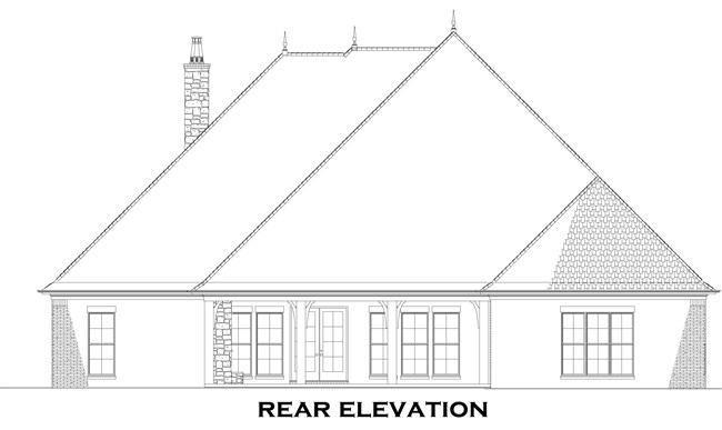 Home Plan Rear Elevation of this 4-Bedroom,3052 Sq Ft Plan -153-1428