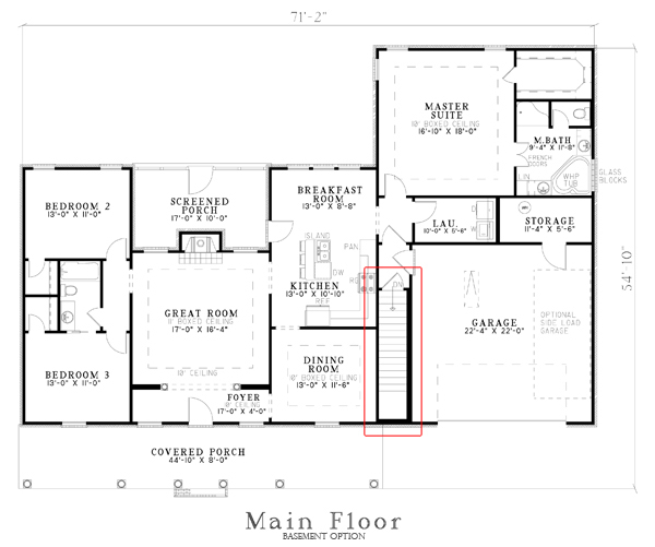 Floor Plan First Story of Southern Plan #153-1431