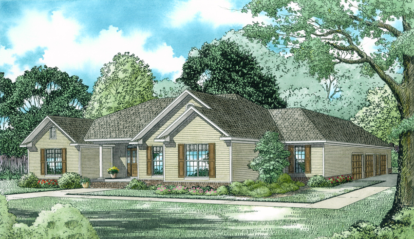 Right Side View of this 3-Bedroom, 2096 Sq Ft Plan - 153-1432