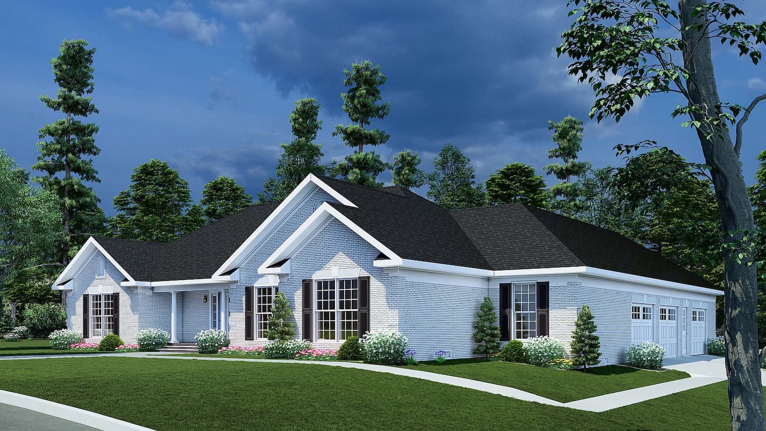 Right Side View of this 3-Bedroom, 2096 Sq Ft Plan - 153-1432
