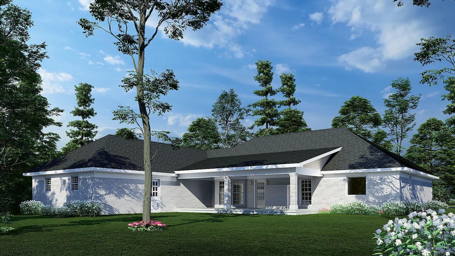 Rear View of this 3-Bedroom, 2096 Sq Ft Plan - 153-1432