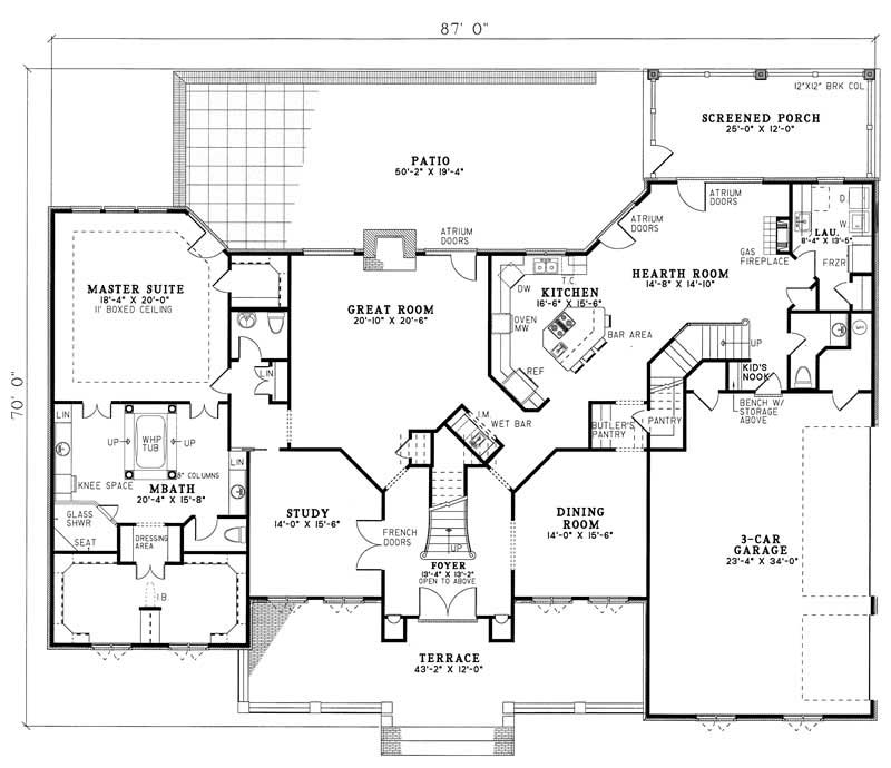 Floor Plan First Story of Georgian Plan #153-1436