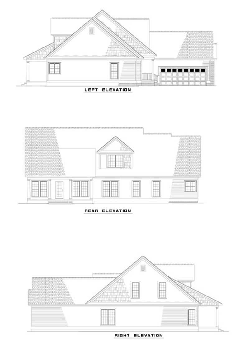 Home Plan Rear Elevation of this 5-Bedroom,2379 Sq Ft Plan -153-1438