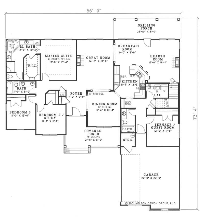 Floor Plan First Story of Southern Plan #153-1438