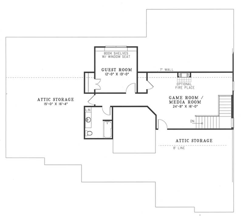 Floor Plan Second Story of Southern Plan #153-1438