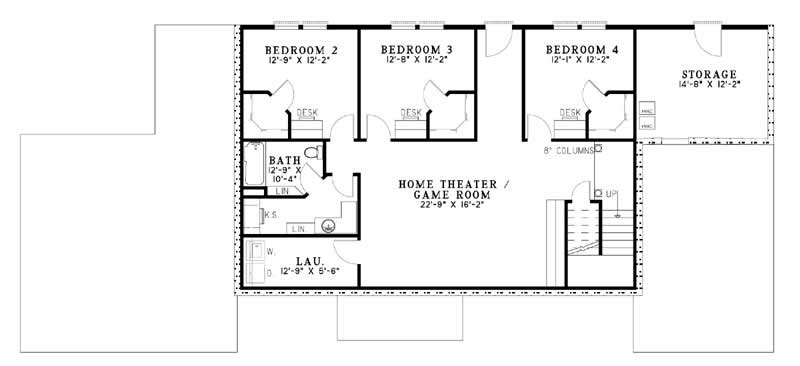 Floor Plan Second Story of Coastal Plan #153-1441