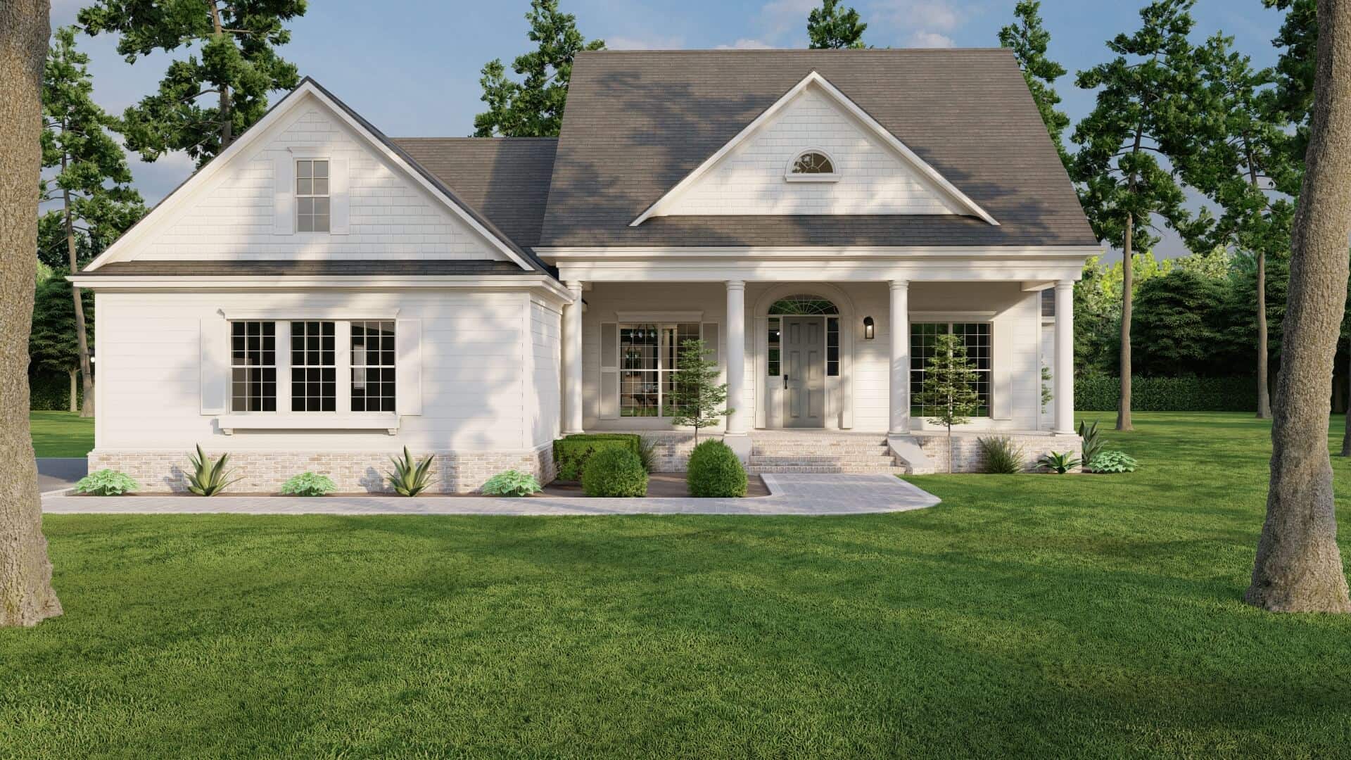 Front elevation of Southern home (ThePlanCollection: House Plan #153-1442)