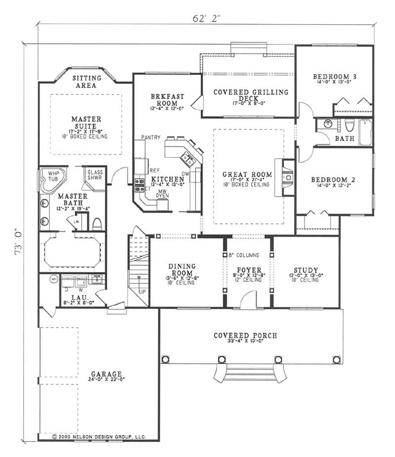 Floor Plan First Story of Southern Plan #153-1442