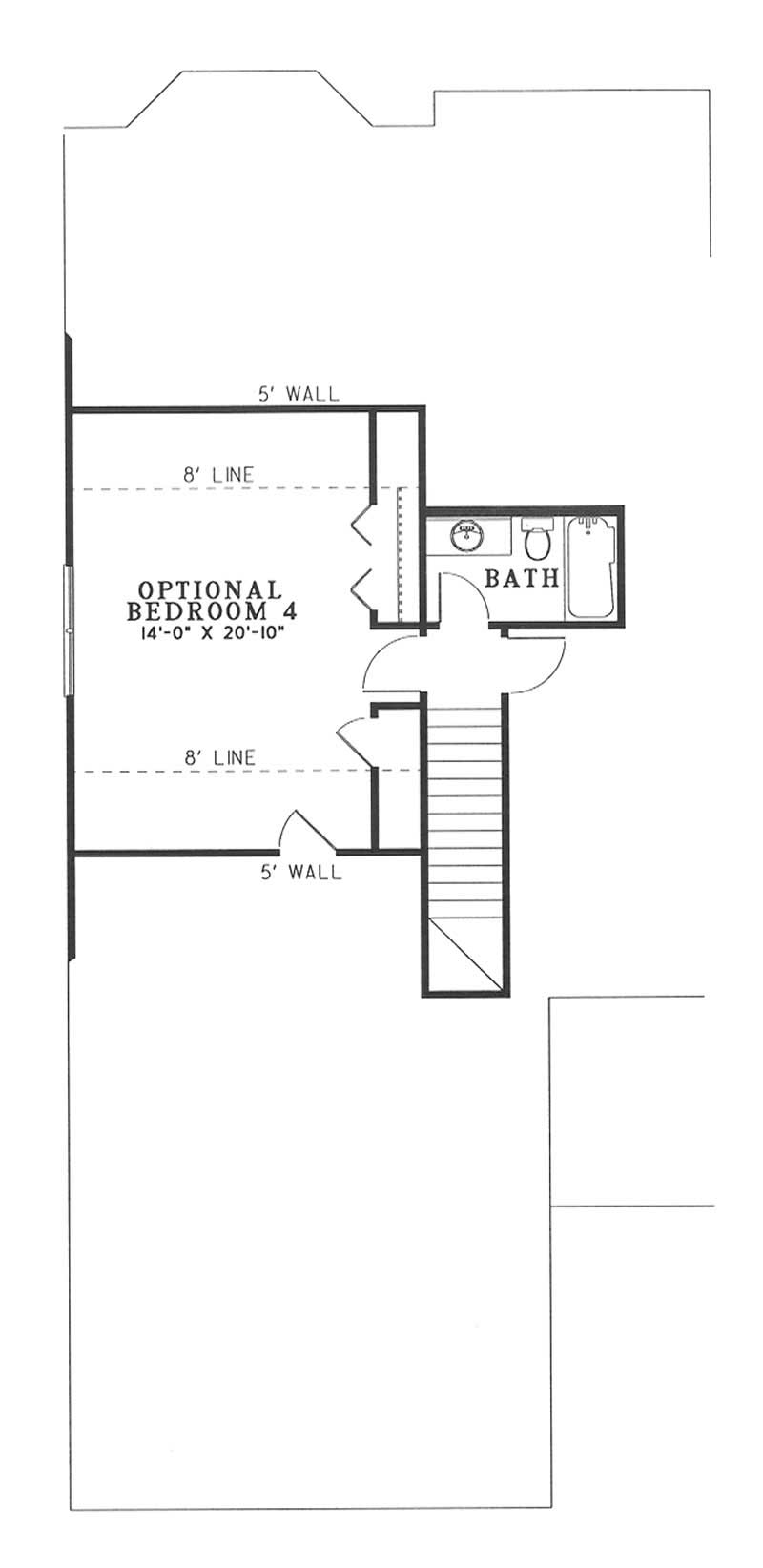 Floor Plan Second Story of Southern Plan #153-1442