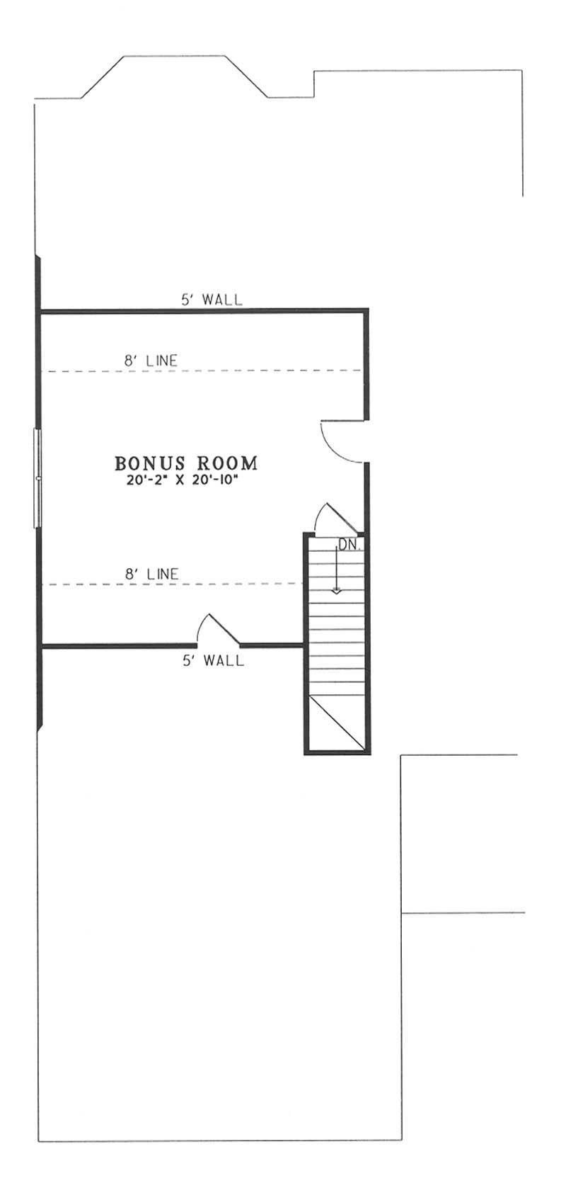 Floor Plan Bonus Room of Southern Plan #153-1442