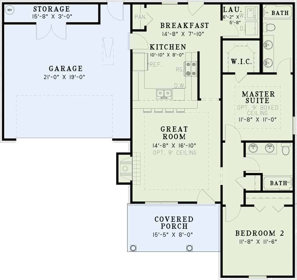 Floor Plan First Story of Small House Plans #153-1443