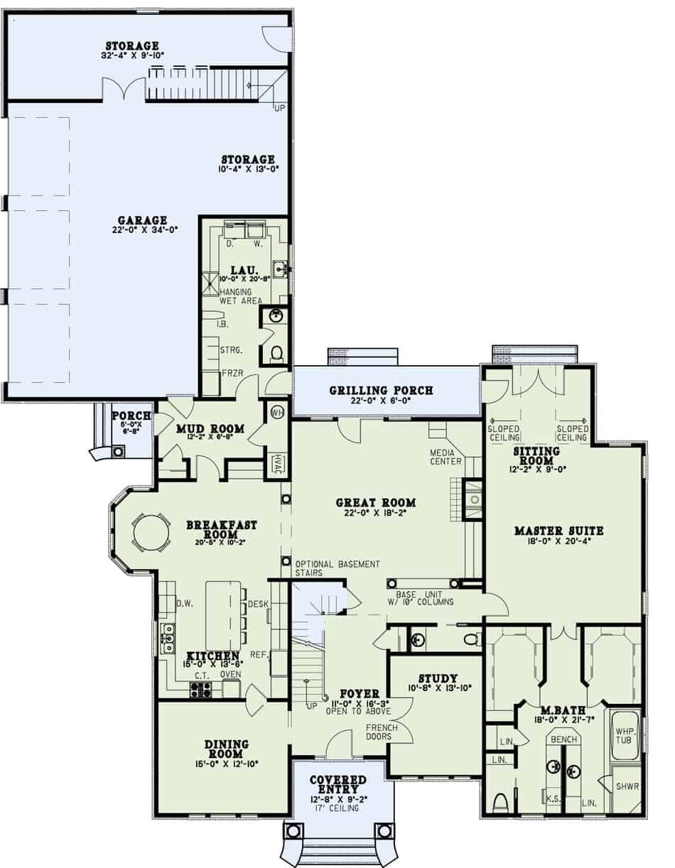 Main Level of Traditional Plan #153-1444