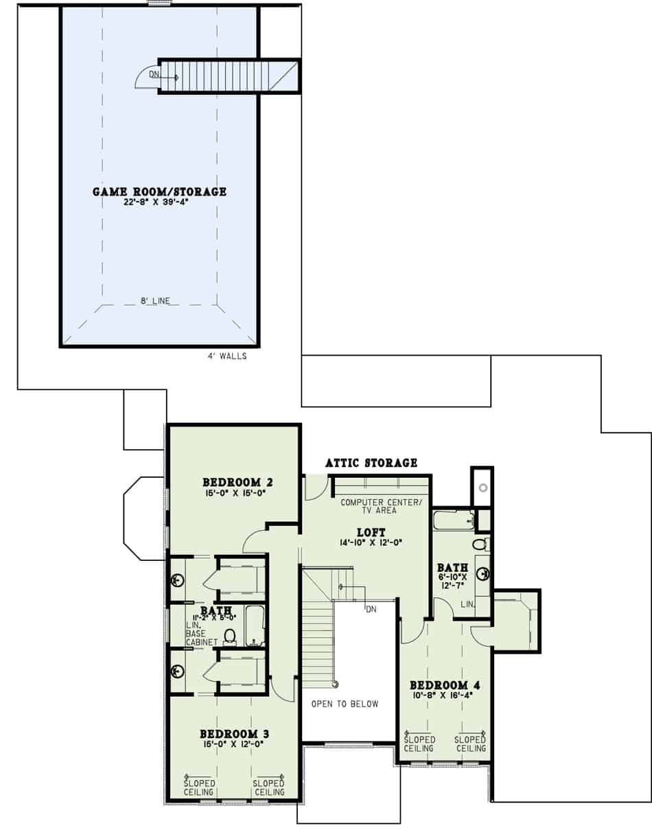 Upper Level of Traditional Plan #153-1444