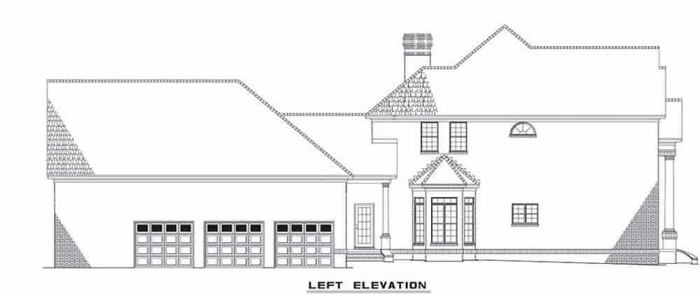 Home Plan Left Elevation of this 4-Bedroom,4054 Sq Ft Plan -153-1444