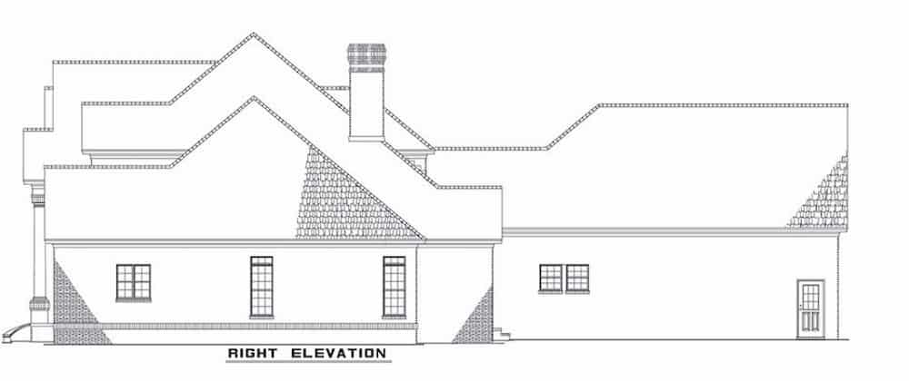 Home Plan Right Elevation of this 4-Bedroom,4054 Sq Ft Plan -153-1444