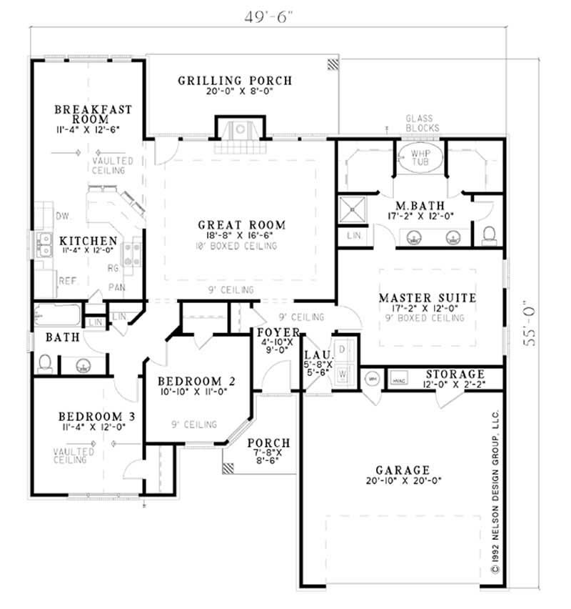 Floor Plan First Story of European Plan #153-1445