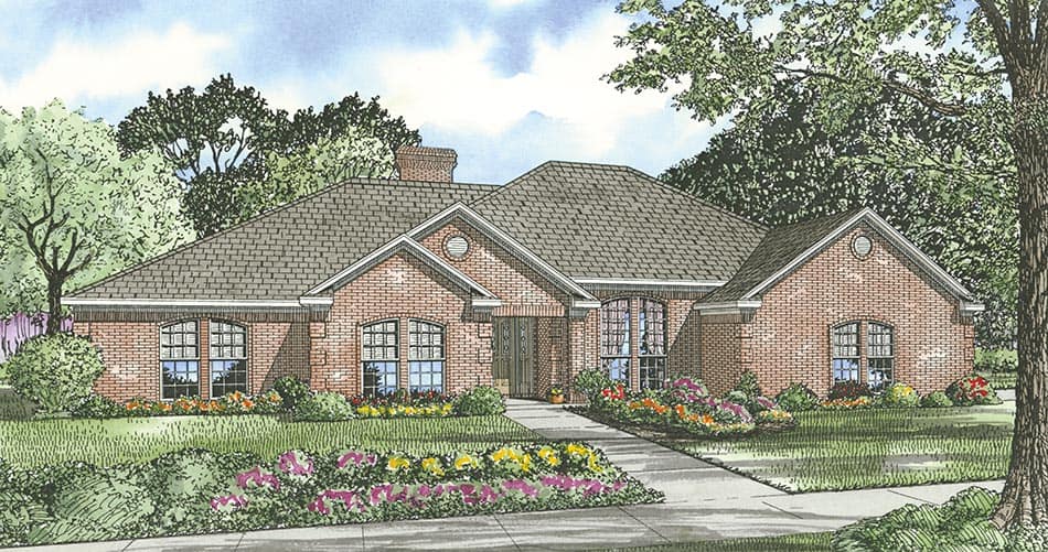 Front elevation of Ranch home (ThePlanCollection: House Plan #153-1446)