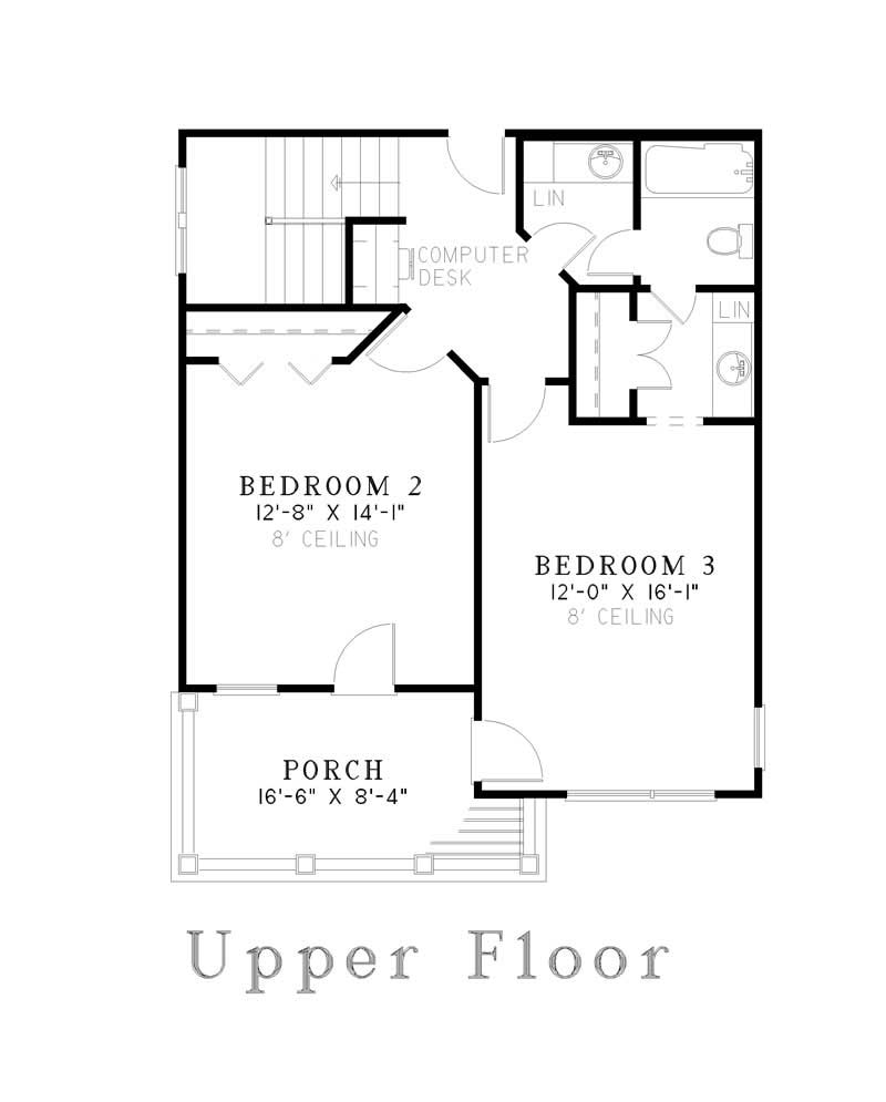 Floor Plan Second Story of Country Plan #153-1449